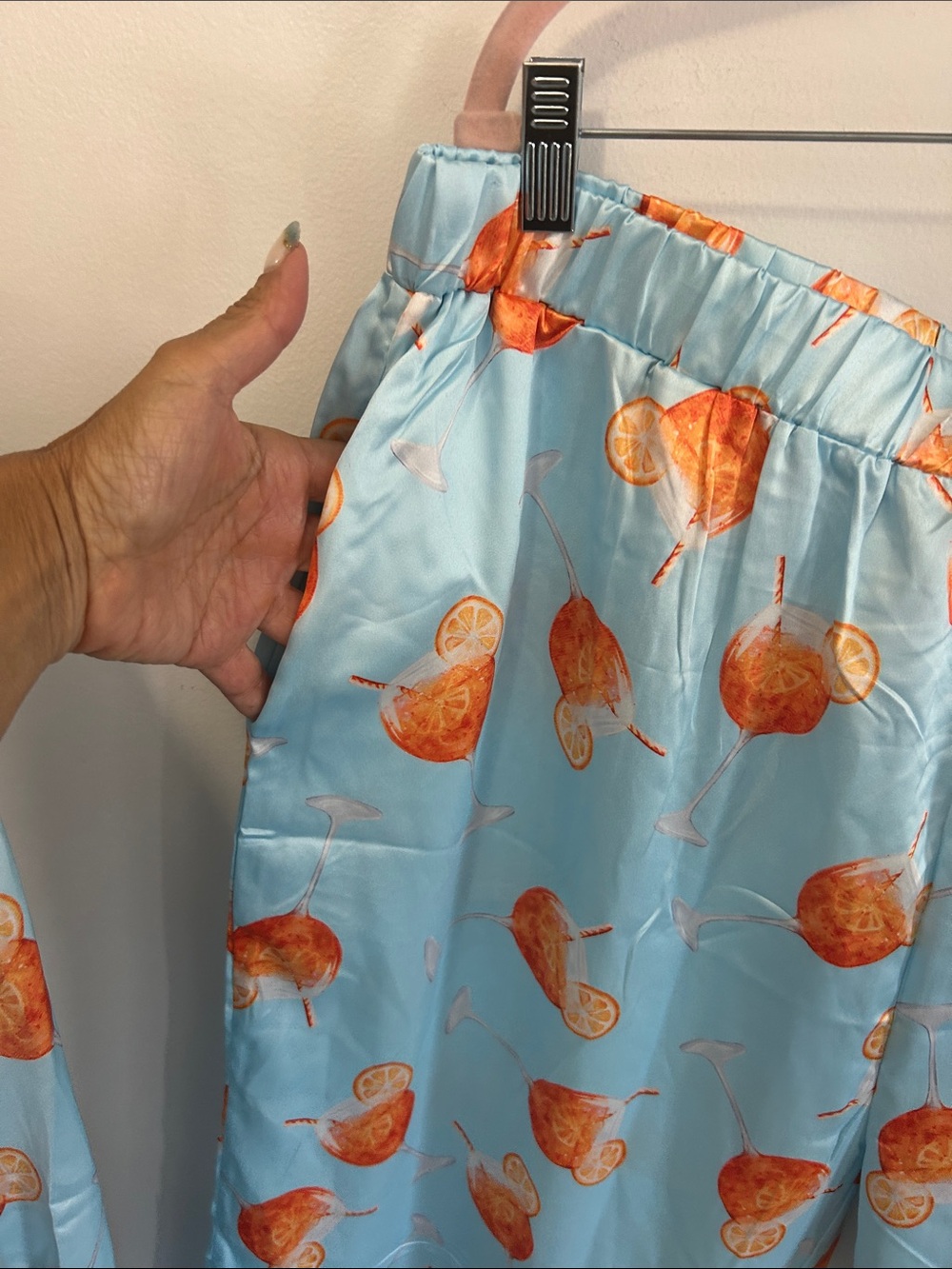 Sheshow Aperol Spritz Blue Satin Pajama Set - Picture 6 of 9
